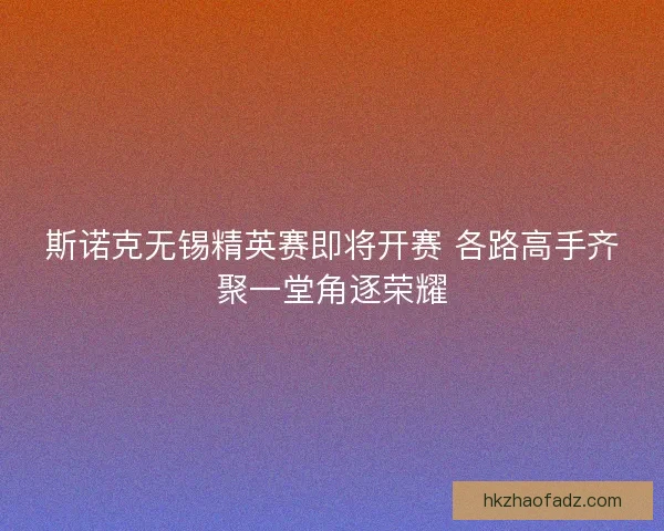 斯诺克无锡精英赛即将开赛 各路高手齐聚一堂角逐荣耀